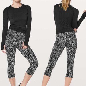 lululemon | Fast And Free Crop II *Nulux Chirasu Black White